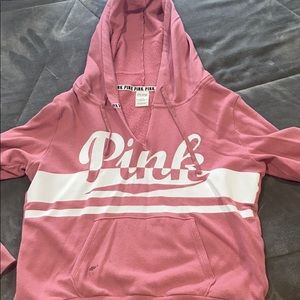 pink v neck sweatshirt